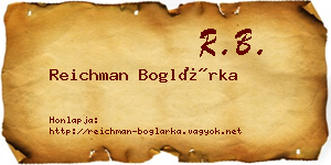 Reichman Boglárka névjegykártya